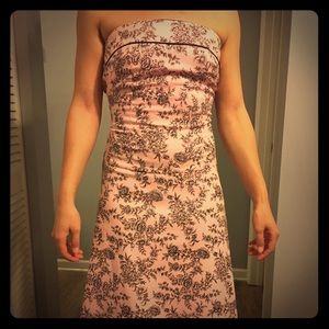 Lully strapless mid length dress with flower print